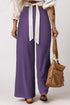 Smocked Wide Waistband High Waist Wide Leg Pants